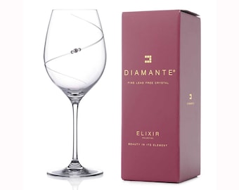 DIAMANTE スワロフスキー レッドワイングラス ペア - 「アンジェリーナ