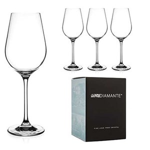 DIAMANTE White Wine Glasses - ‘Auris’ Collection Undecorated Crystal - Set of 4
