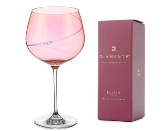 Pink Silhouette Gin Glass Adorned with Swarovski Crystals