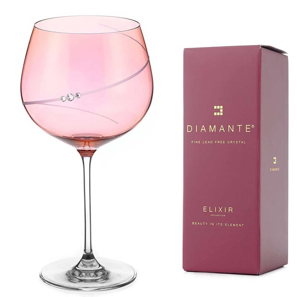 Pink Silhouette Gin Glass Adorned with Swarovski Crystals