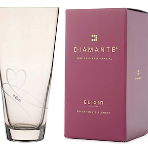 Swarovski Romance Heart decorated crystal glass - Amber Lustre Vase 25cm