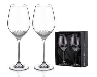Vitvinsglas i kombination med handskuren design i "Milano"-kollektionen - 2-pack