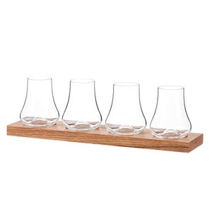 DIAMANTE Rum and Whisky Taster Glasses set - ‘Auris’ Collection Undecorated Crystal – Gift Box of 4 Sampling Snifters