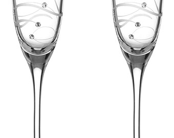 Set Da 6 Bicchieri Da Champagne Soffiati A Mano - Calici Eleganti 147g Per Matrimoni, Compleanni E Occasioni Speciali, Trasparenti