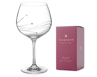 DIAMANTE Swarovski Gin Glass Copa 'Glasgow' Single - Hand Cut Design Crystal Glass in Gift Packaging - Perfect Gift