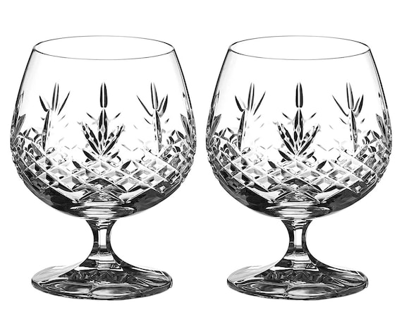 Vintage Brandy Cognac Snifter Etched Glass 5 Tall, Pinwheel Design Crystal  EUC.