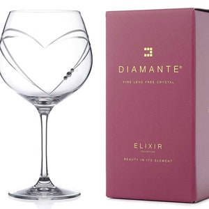 Heart in Hearts Gin Glass Copa Hand Cut and Embellished with Swarovski Crystals - Perfect Gift