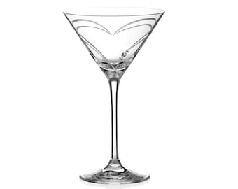 Verre à martini Swarovski DIAMANTE - Motif « Cœurs » taillé à la main et agrémenté de cristaux Swarovski