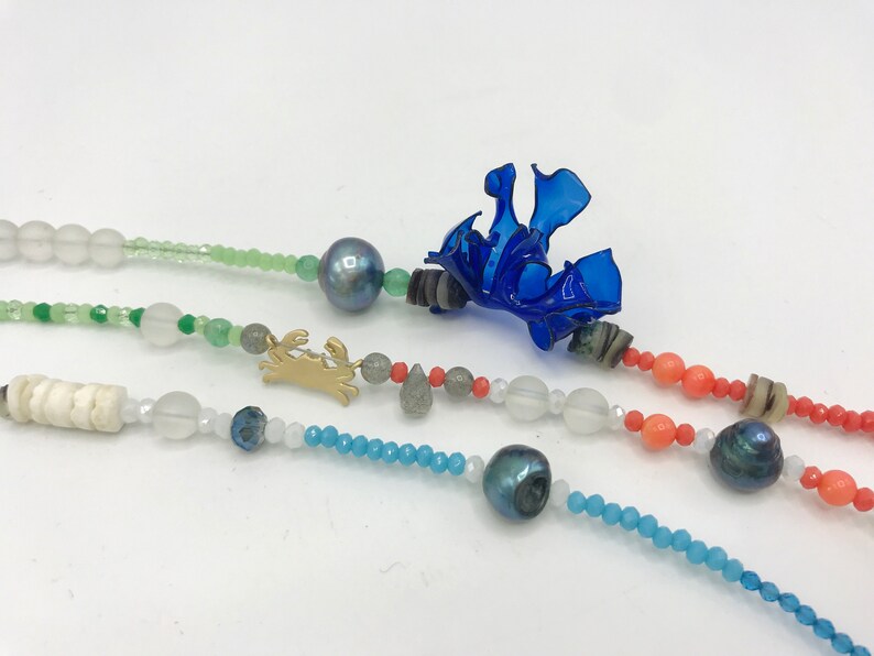 Keep it with you with my Okinawa\u2018s underseas 3 independent strands necklace natural stones Los Oce\u00e1nicos the summertime Missing the ocean
