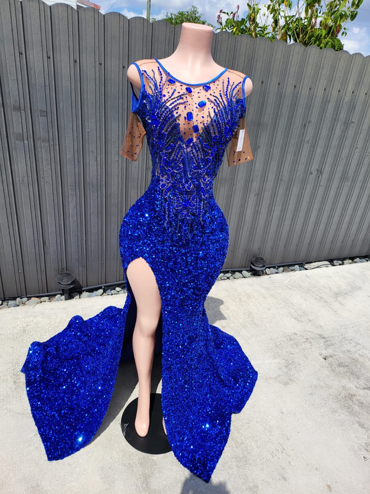 Royal Blue Prom Gown Sequin Rhinestone Dress With Split - Etsy