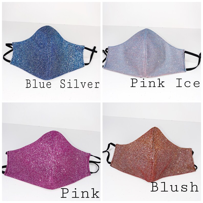 Glitter Face Mask 2 Pack Sparkle Glimmer Iridescent Mask New Colors Etsy