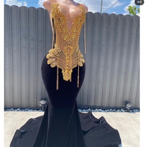Black and Gold Dress Etsy UK