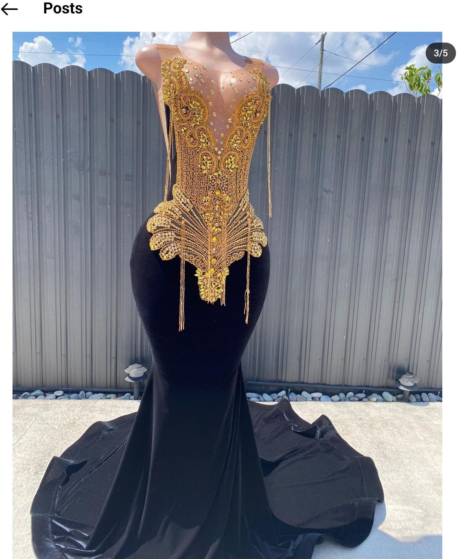 Black Gold Sequined Short Sleeve Chiffon Formal Dress #CK369 $88 -  GemGrace.com