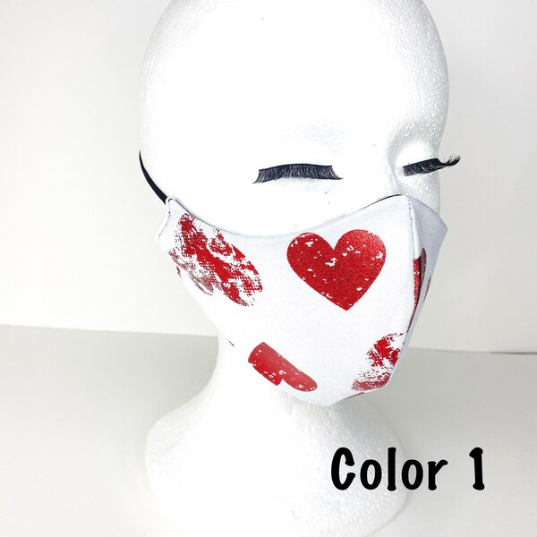 Valentine Face Mask Women Love Hearts Lace Red Mask with Adjustable Ear Loops