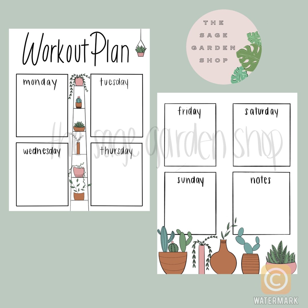 Bujo Fitness Tracker Printable Plant Themed PDF and JPEG - Etsy