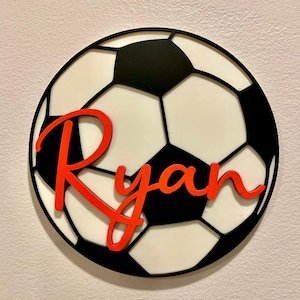 Soccer Ball Personalized 3D Printed Wall Sign