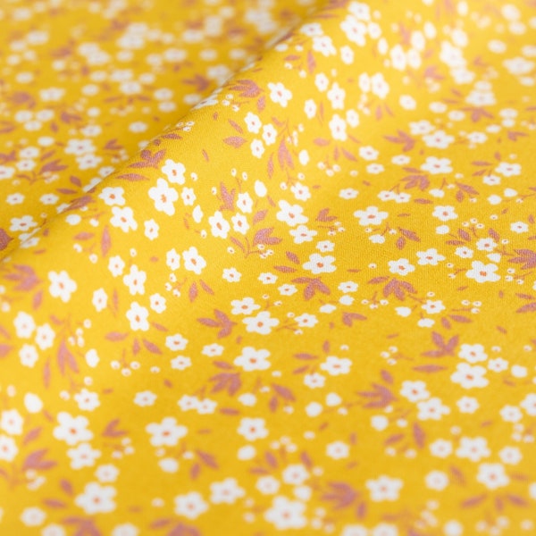 Rose and Hubble Yellow Ditsy Floral Fabric | 100% Cotton Poplin | Eco Friendly Packaging | Free Delivery | UK Seller