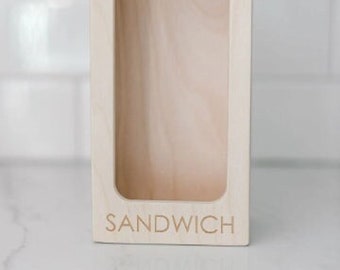 Sandwich Baggie Organizer Box Handmade from Birch Wood - Wooden Kitchen Drawer Storage for Food Bags, Minimalist Design, Made in USA