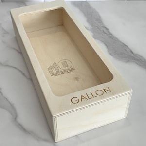 WIDE Gallon Size Bag Box, Custom Label, Single Wood Box, Boxes for Kitchen, Minimalist Home Organizer, Bag Organizer, Gallon Box,Made in USA
