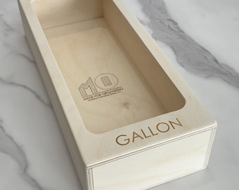 WIDE Gallon Baggie Organizer Box Handmade from Birch Wood - Wooden Kitchen Drawer Storage for Food Bags, Minimalist Design, Made in USA