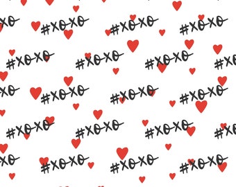 XOXO Foil Gift Wrap Wrapping Paper 2 Sheet 2 Tags Hugs Kisses Birthday Valentine