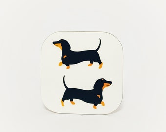 Personalised Sausage Dog Wooden Drinks Coaster Mat Birthday Gift Present