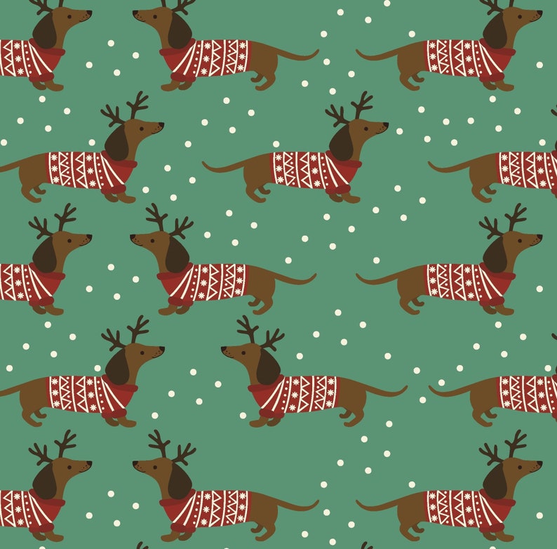 Luxury Christmas Sausage Dog Wrapping Paper image 1