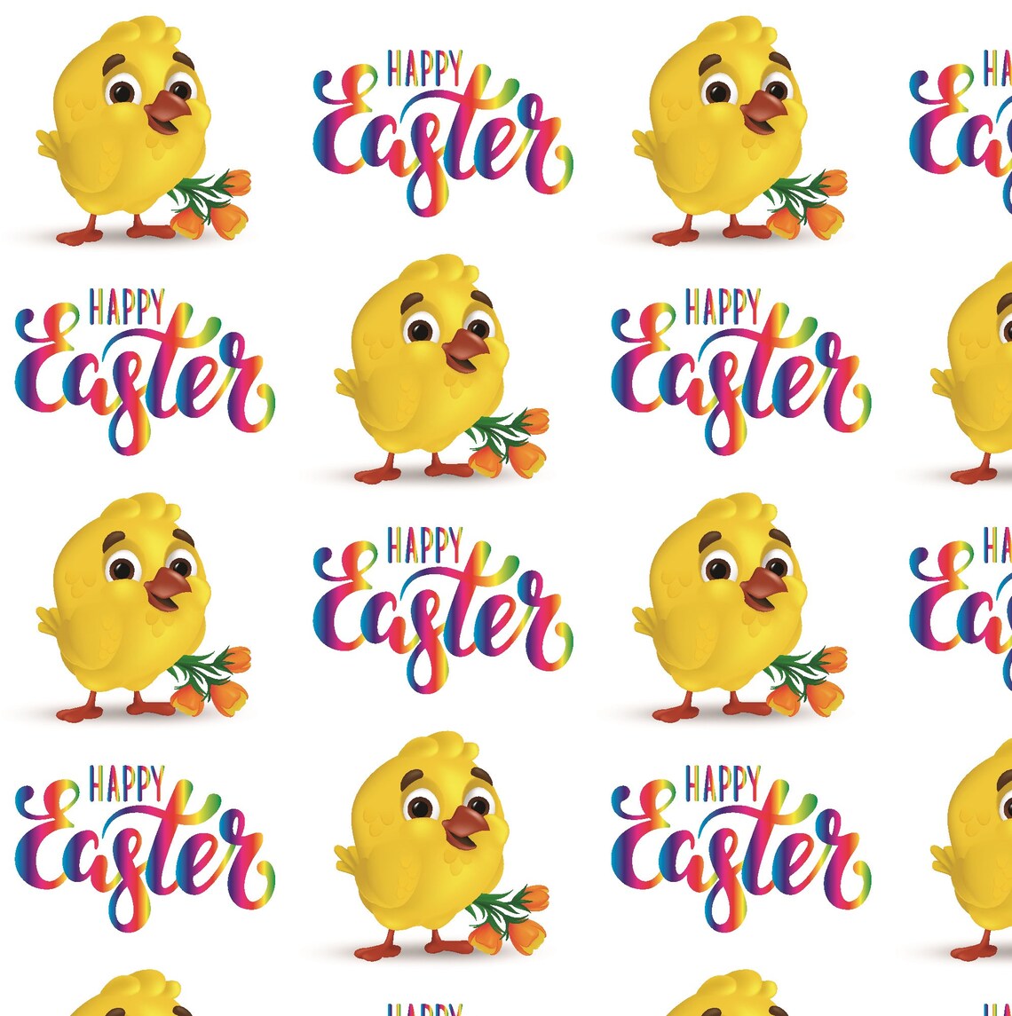 Happy Easter Wrapping Paperhappy Easter Chicks Gift Etsy