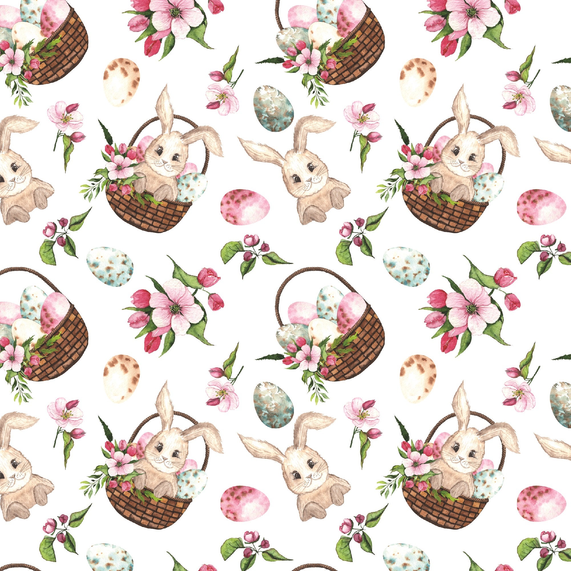 Happy Easter Wrapping paperStunning Easter Bunny In A Basket Etsy