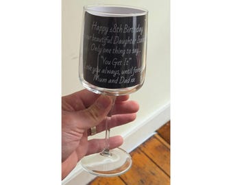 Personalized Laser Engraved Wine Glass - UK Anniversary Gift