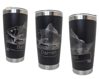 Personalised Fishing Tumbler Gift for Dad | Engraved Travel Mug UK