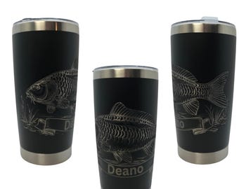 Personalised Fishing Tumbler Gift for Dad | Engraved Travel Mug UK
