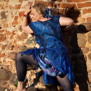 blue felt dress Nuno Blaise Navy Satin Maxi festive season Color:Cardamom Purple A dress fit for