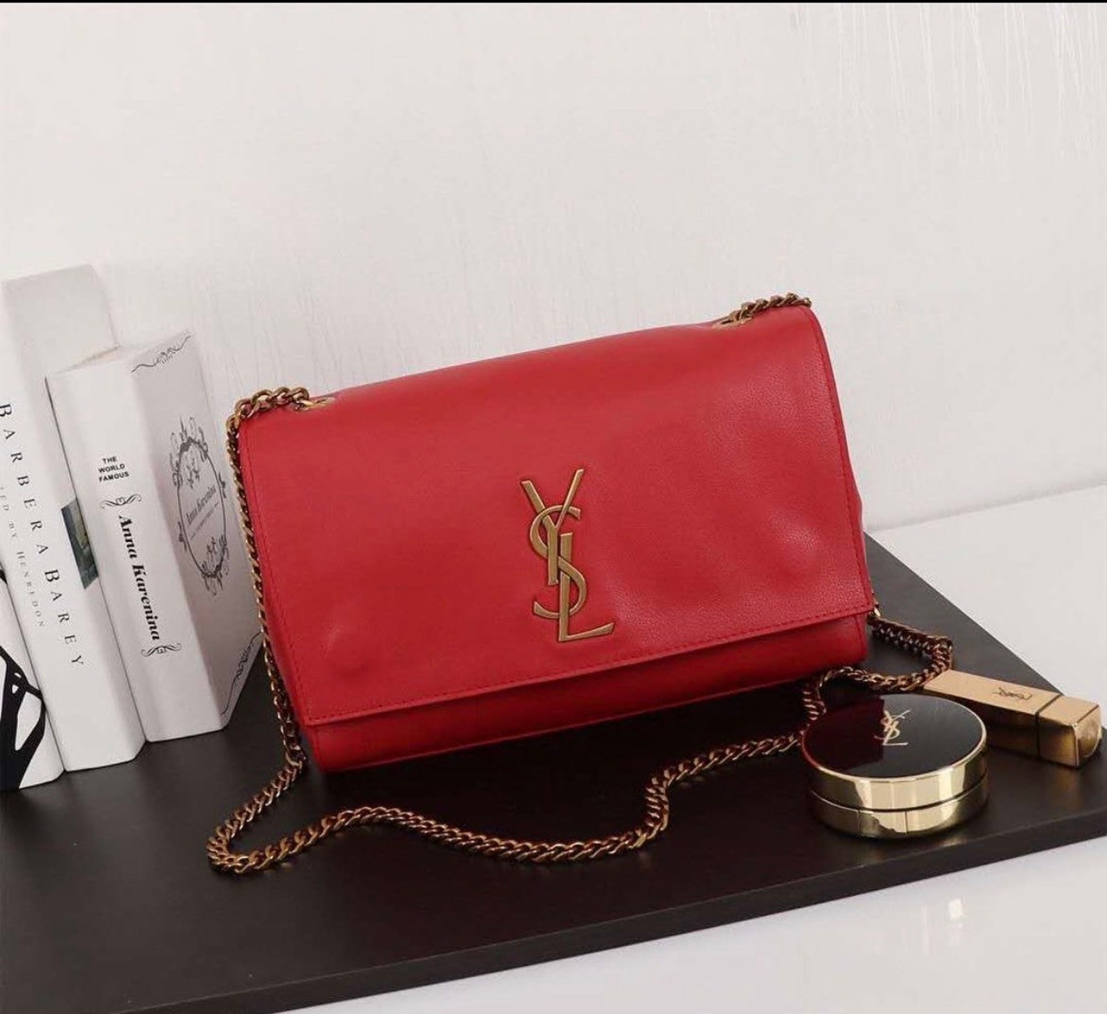 Red Ysl Bag
 Red Yves Saint Laurent leather handbag