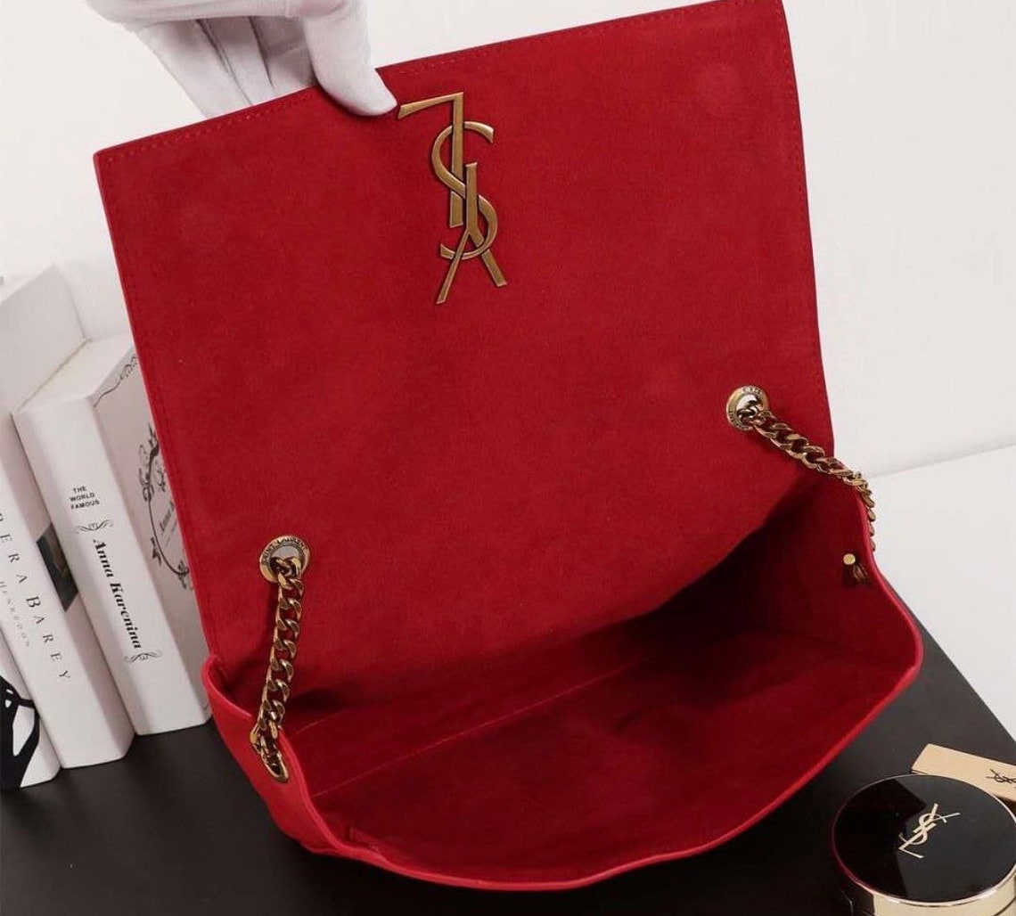 Red Yves Saint Laurent leather handbag Etsy