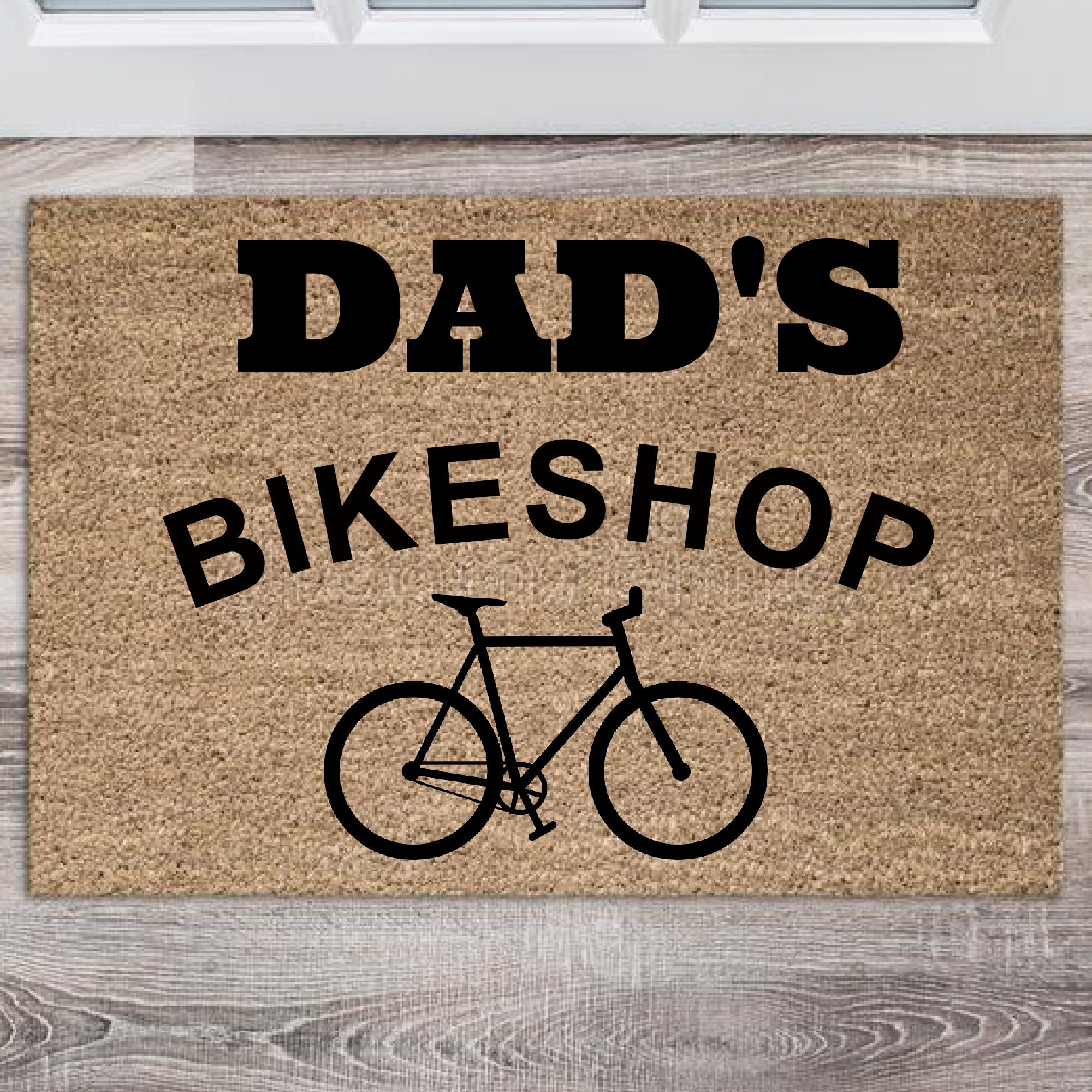 Dad's Bike Shop Personalized Coir Doormat 18x30 Outdoor Etsy