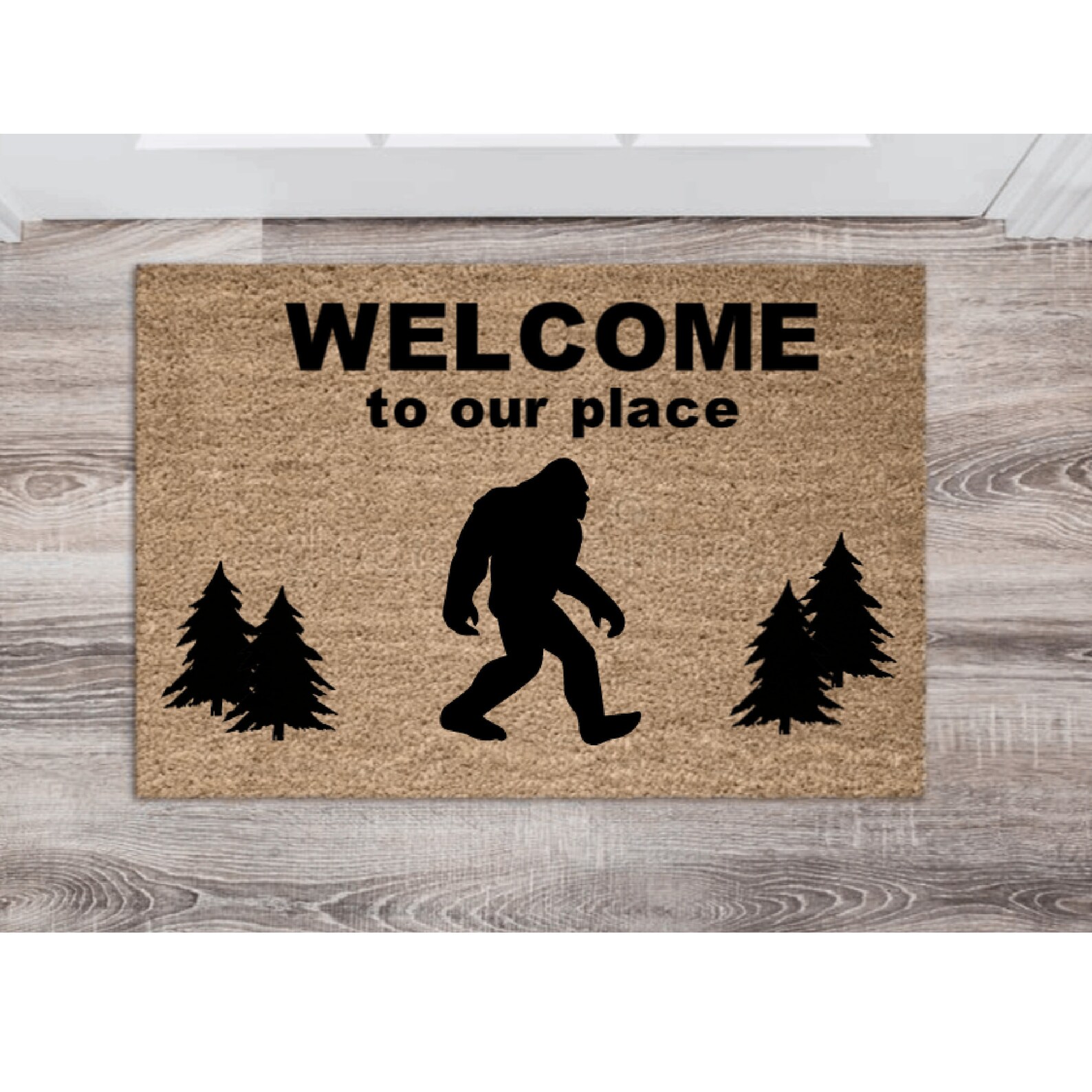 Bigfoot Sasquatch To Our Cabin Funny Outdoor Door Mat Etsy