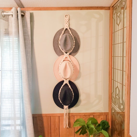 Macrame Hat Hangers/ Hat Hanger/ Macrame Hat Holder/ Fedora Hat Hanging/ Cowboy Hat Rack/ Women Hat Hanger