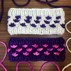 Lotus Flower Pattern Headband - Chunky Knit Winter Headband - Ear warmer - Knit Headband - Knit Gift - Winter Accessories