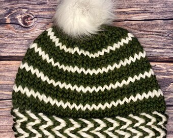 Bonnet Eagles - Bonnet Philadelphie - Chapeau d’hiver Eagles - Chapeau tricoté vert et blanc - Chapeau tricoté Eagles - Bonnet adulte - Bonnet enfant