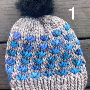 Lotus Flower Pattern Hat - Hand Knit Hat - Knit Beanie - Winter Hat - Cozy Warm Gifts - Malabrigo Rasta