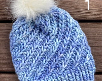 Spiral Beanie - Hand Knit Hat - Knit Beanie - Winter Hat - Cozy Warm Gifts - Malabrigo Rasta