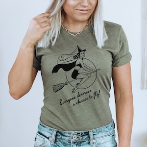 Witch Shirt, pin up witch t-shirt, retro witch Halloween tshirt, cute Halloween tee, deserves a chance to fly, trending t-shirt, witch broom
