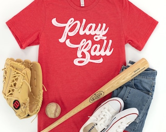 Play Ball Shirt, Baseball tee, vintage retro design, softball, tee ball, little league, baseball mom tshirt
