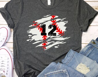 Baseball Numbers Shirt, Custom Baseball Birthday Tshirt, Baseball Shirts for Mom, Baseball Player number shirt, personalized baseball gift