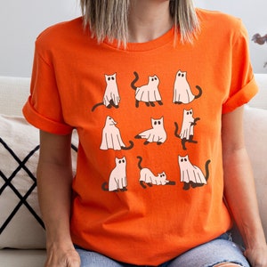 Halloween shirt, Cat t-shirt, Ghost Cat Halloween tee, shirt for cat lover, cute cat Halloween shirt, black cat shirt, ghost shirt