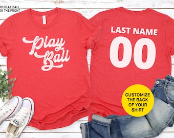 Custom 'Play Ball' Baseball Shirt, Personalized Name & Number Tee