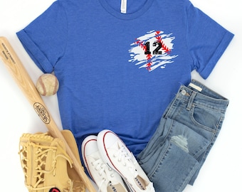 Baseball Numbers Shirt, Custom Baseball shirt for Mom, Baseball minimal shirt, personalized baseball gift, pocket shirt with baseball number