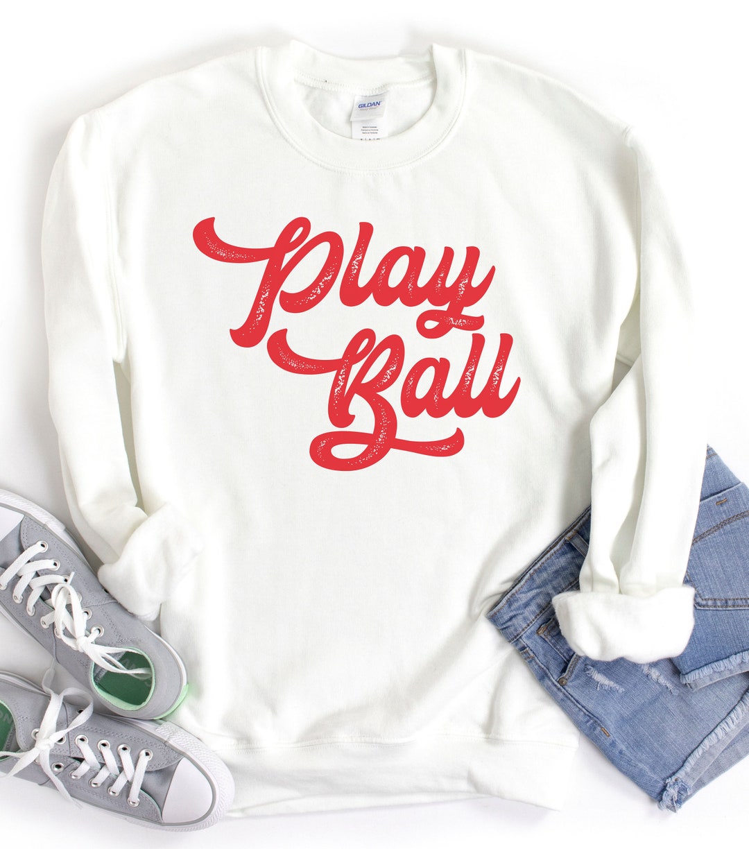 Playball Retro Baseball Sweatshirt for Mom, Sweatshirt Gift for