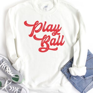 Playball retro baseball sweatshirt for mom, sweatshirt gift for softball mom, playball sweatshirt for little league tball baseball season